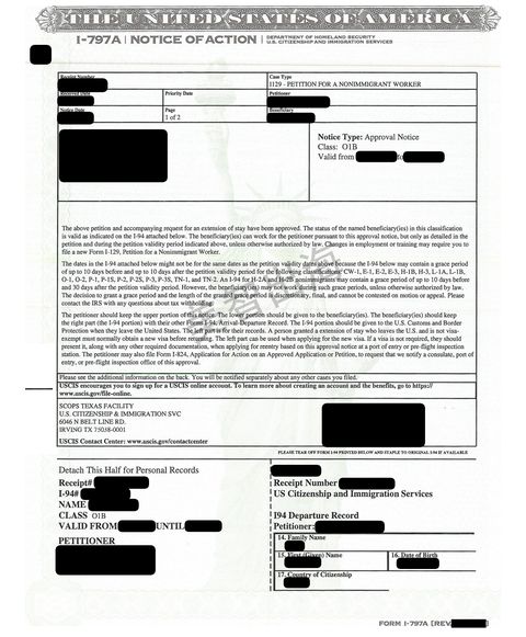 移民局批准通知（已脱敏）